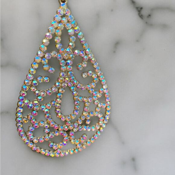 Crystal Teardrop Statement Earrings NEW - Picture 6 of 9